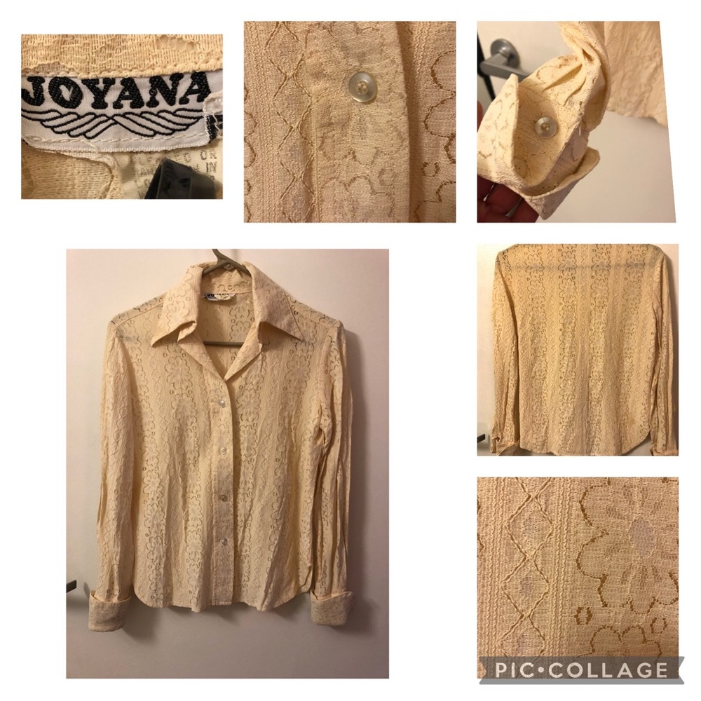 JOYANA VINTAGE LACE, LONG CUFFED SLEEVE BLOUSE. S/M